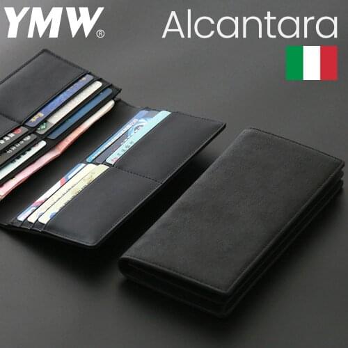 YMW ALCANTARA Wallet Women & Man Long Fold Phone Card Holder Bag Luxury Artificial Leather Genuine Leather Cards Package