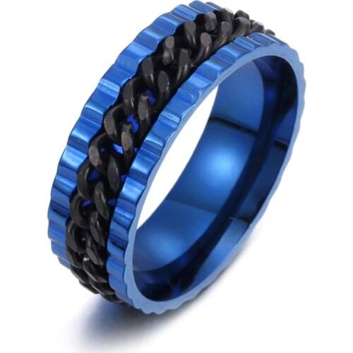 MIQIAO Stainless Steel Titanium Color Chains Pressure Release Vintage Opener Rings for Men Women Couple Friends Gift Jewelry Ane