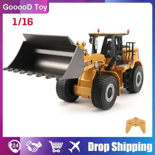 Huina 1:16 Rc Truck Loader Tractor Model Caterpillar 2.4G Radio Control Bulldozer Engineering Car Excavator Vehicle Toys for Boy