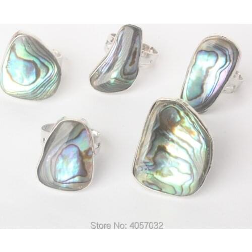 Fashion Jewelry Stylish Silver Plated Irregular Abalone Shell Resizable Ring 1PCS