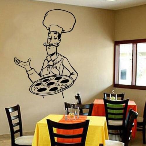 Pizza Wall Decal Window Vinyl Sticker Italy Food Pizza Italian Cuisine Restaurant Kitchen Interior Decor Chef Mural Art S952