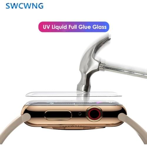 Nano Liquid UV full glue Screen Protector for apple Watch 38 42mm 40mm 44mm Tempered Glass i Watch 5 4 3 2 6 full cover UV glass