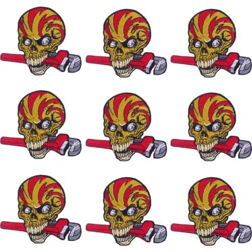 10Pcs/Set DIY Punk Patch DIY Skull Patches For Clothing Iron On Embroidered Patch For Clothes Appliques For T-shirt Badges