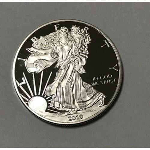 50 pcs Non Magnetic 2019 freedom uncirculated coins silver plated badge ingot 40 mm eagle upside down souvenir decoration coin