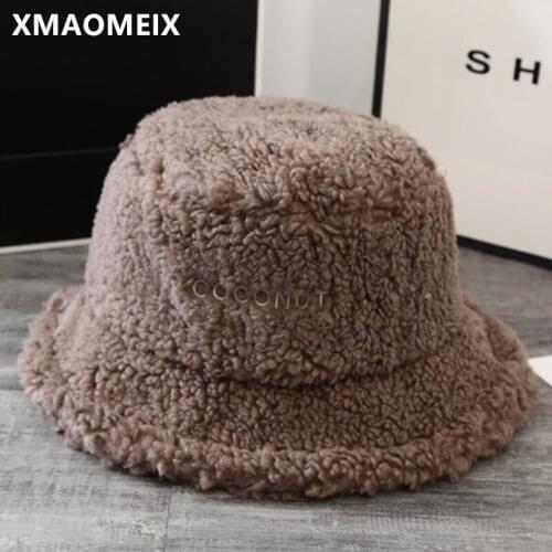 XMAOMEIX 2021 Novelty Female Decorative Hat Elegant Women Lamb Wool Warm Bucket Hats ins Trend Cap New Fleece Girls Hip Hop Hat
