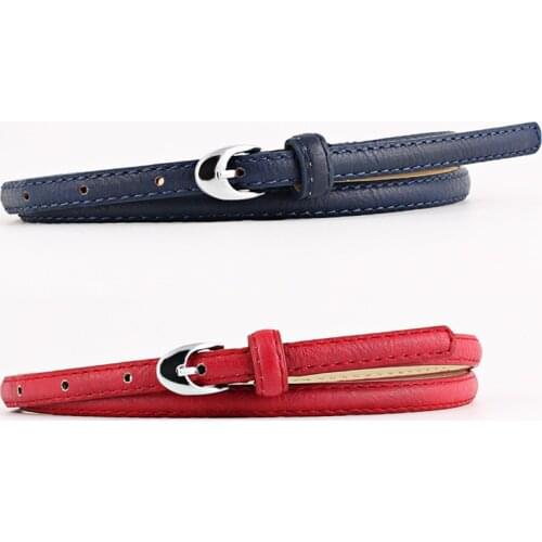 OLOME 1cm Wide Candy Women Leather Belt Thin Fine Female Waist Belts for Ladies Narrow Small Black Brown Belly Waistband Belt