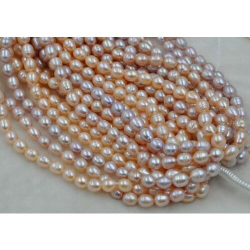 Wholesale 5 strands 8.5-9.5*10-11.5mm rice freshwater pearl Free shipping