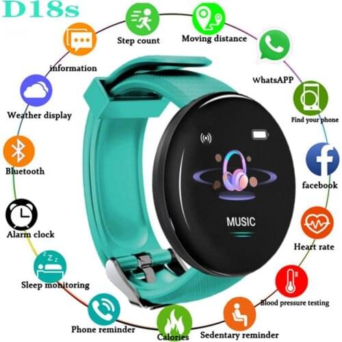 Original D18S Colorful Touch Screen 3D Sport Watch Pedometer Smart Watch Fitness Heart Rate Monitor Women Clock Smartwatch D18S