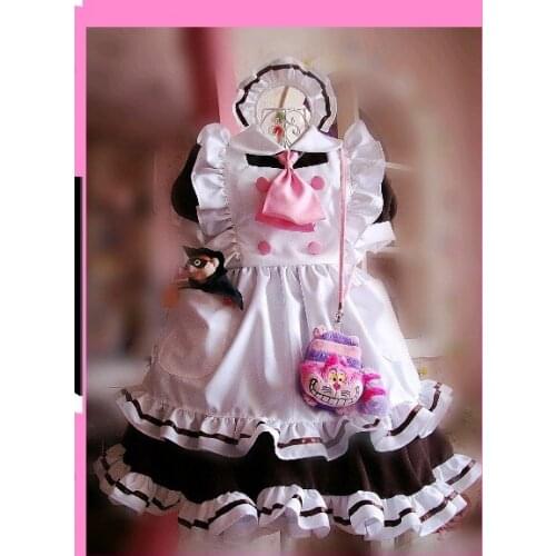 Original Design Cute Girls Japanese Maid Dress Tie Uniform Style Pockets Lolita Cosplay Costume