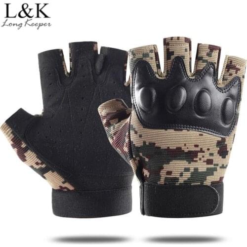 Men Tactical Fingerless Gloves Military Camo Hunting Shooting Anti-Skid Mittens Half Finger Outdoor Sport Cycling Gloves Luvas