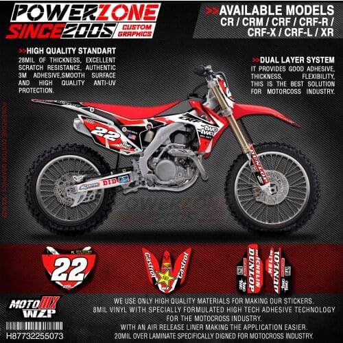 PowerZone Custom Team Graphics Backgrounds Decals 3M Stickers Kit For HONDA CRF250R 2010-2013 CRF450R 2009-2012 073