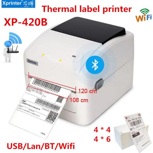 Xprinte 420B Express Waybill Product Price Barcode QR Code Sticker Shipping Label 25-115mm USB Bluetooth Thermal Printer 152mm/s