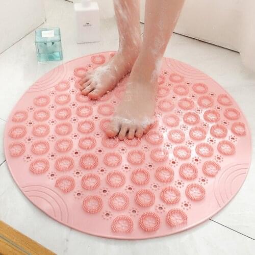 Anti-Slip Bath Mat PVC Massage Particles Foot Pad Round Shower Cleaning Cushion Suction Cup 4 Colors 55x55cm