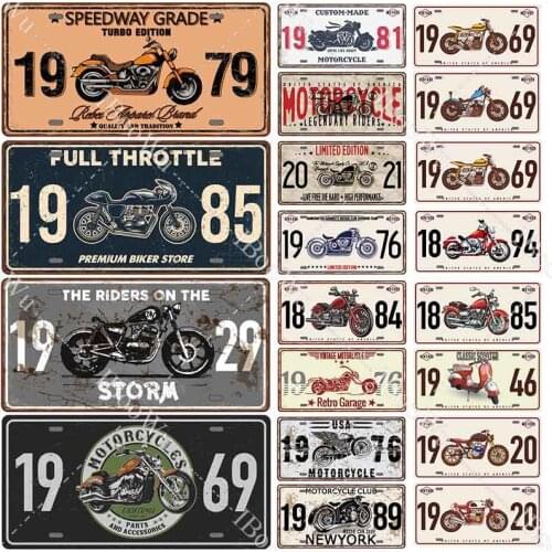 Retro Autocycle Vintage Metal Poster Motorcycle Tin Signs Plate Garage Home Wall Decor 15x30cm