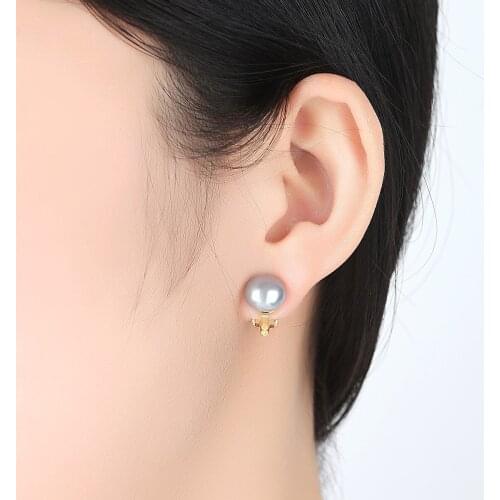 SA SILVERAGE Simple Lady Earring Ear Fine Jewelry Women S925 Silver Ear Nail 10-15mm Fresh Water Steamed Bread Pearl Fashion