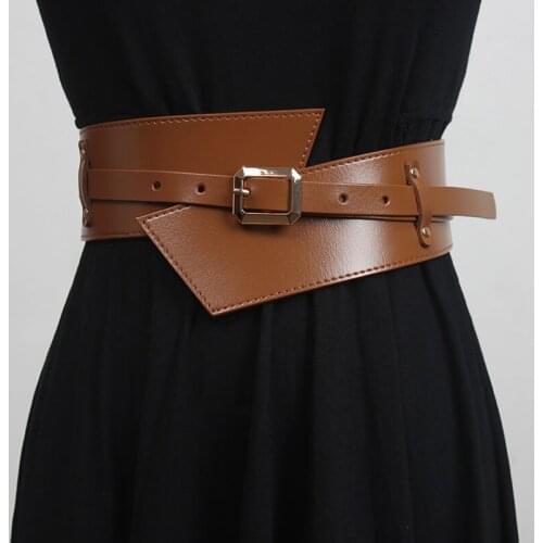 SeeBeautiful Metal Pin Buckle PU Leather Wide Waist Seal Belts Girdle New Fashion 2021 Spring Winter Women M873