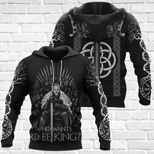Viking Tattoo Wolf Skull Style 3D Full Print Size Hoodie Man Women Harajuku Outwear Zipper Pullover Sweatshirt Unisex