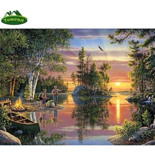 Yumeart 5D Diamond Painting by Number Nature Scenery Diamond Mosaic Full Display Picture Of Rhinestones Diamond Embroidery Sale