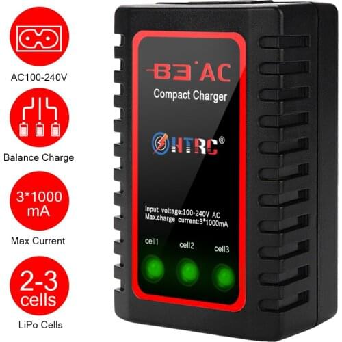 HTRC B3 Lipo Battery Charger For 2-3S Lipo Batteries 7.4-11.1V Compact RC Charger Of Model Car/Aircraft/RC Boat/Drone