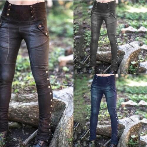 Womens Bell-Bottoms Retro Leg Bandage Costume Pants Medieval Renaissance Polyester Halloween Middle Ages Female Cosplay Trouser