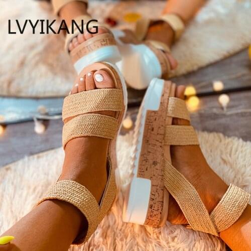 Vertvie new Summer Women Platform Sandals Women Peep Toe High Wedges Heel Ankle Buckles Sandalia Espadrilles Female Shoes