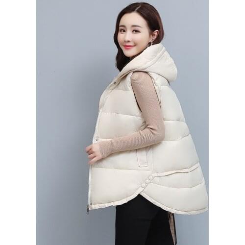 Womens Loose Vest Solid Hooded Plus Size Casual Ladies Sleeveless Jacket Zipper Pockets Autumn Winter Waistcoat for Female