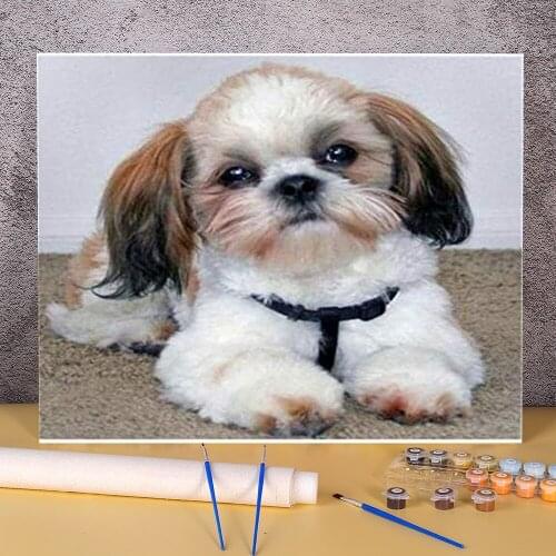 Animal Yorkshire Terrier DIY Painting By Numbers Complete Kit Acrylic Paints 40*50 Paiting By Numbers Decorative Drawing