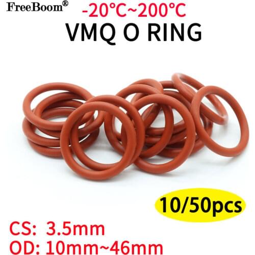 10pcs Red VMQ Silicone O Ring CS 3.5mm OD 12 ~46mm Food Grade Waterproof Washer Rubber Insulate Round O Shape Seal Gasket