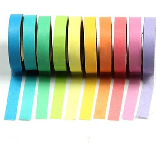 10 Rolls Decorative Washi Sticky Paper Masking Adhesive Tape Scrapbooking DIY Washi Tape 5m