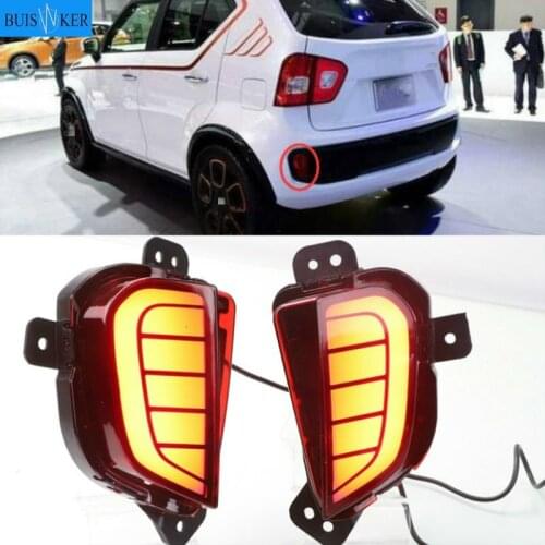 2PCS For Suzuki Ignis 2016 2017 2018 2019 Led Brake Lights Rear Bumper Reflector Driving Lamp Braking 12V Waterproof Fog Lamp