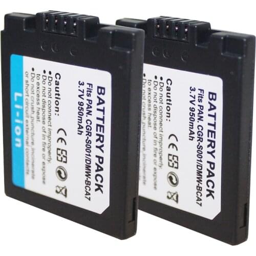 2pcs/lot 950mAh CGA-S001 CGRS001 For Panasonic BCA7 CGA-S001E E1026P DMC-FX5EG-A, DMC-FX5EG-S, DMC-FX5EN FX5 F1S Wholesale