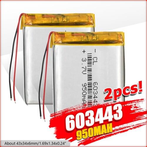 3.7V 950mAh 603443 Lithium Polymer Li-Po cell battery li-ion Rechargeable Battery For Mp3 MP4 MP5 GPS PSP mobile electronic part