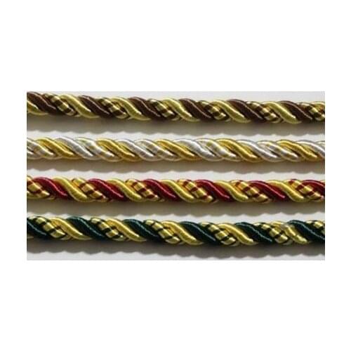 4 Colors Twisted Rope Three strands of Cord for Sofa Cushion Armchair Bag Decorative Accessories 10mm diameter 5 Meters Pack