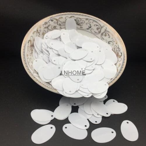 400pcs/lot 12*20mm Oval Egg Shape Sequins PVC Crafts Flat With Side Hole Belly Dance Garment DIY Accessories Solid White