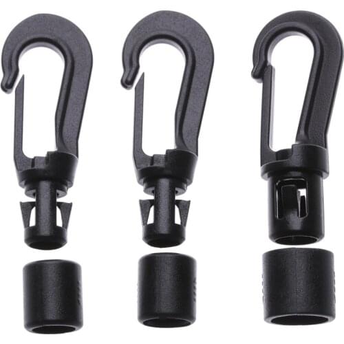 5Pcs Plastic Bungee Shock Tie Cord Ends Rope Buckles Safe Lock Kayak Fishing Canoe Clothesline Hooks POM Snap Hook Clip