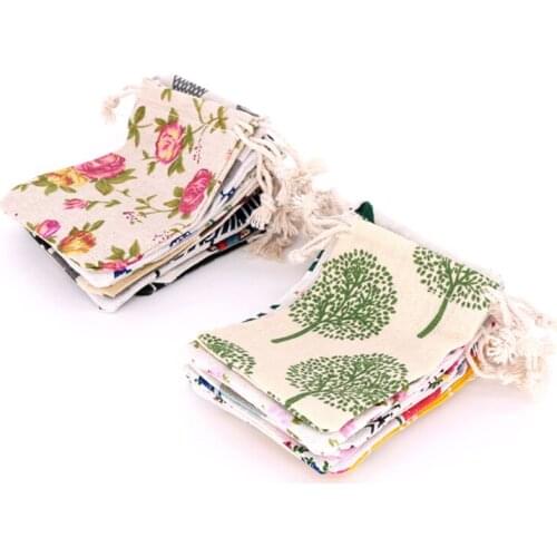 50pcs 14x16cm new linen bundle pocket Cotton gift sack pull rope bag national jewelry bag Cactus Style Bags Free Shipping