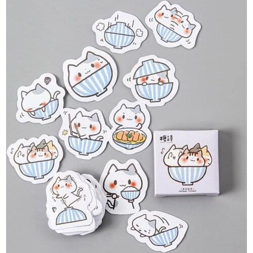56Pcs/lot Cute Kawaii Cat Paper Decorative Adhesive Stickers Cartoon DIY For Diary Ablum Decoration Scrapbooking Stickers