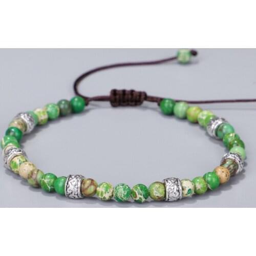 Handmade Premium Beads Bracelets Stone Japser Fancy Friendship Bracelets Lovers Couples Yoga Bracelet Jewelry Gifts