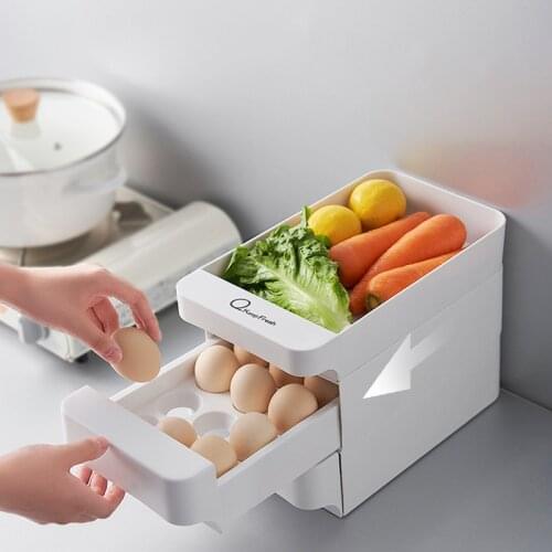 Household Egg Storage Box Drawer-Type Refrigerator Storage Box Plastic Transparent Dumpling Box Double Layer Egg Tray