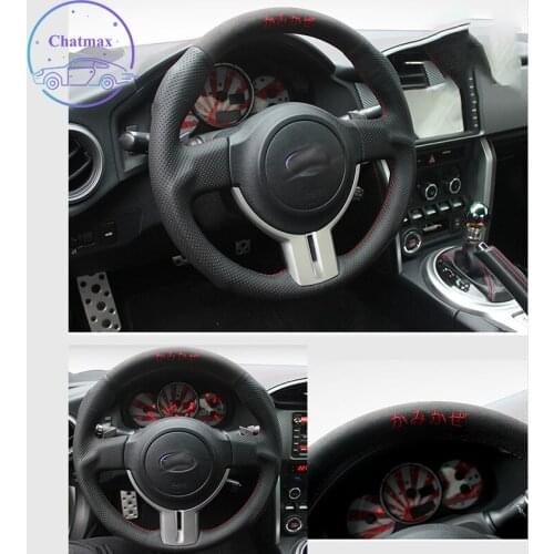 Steering Wheel Cover for Subaru XV Legacy Forester BRZ WRX Outback Impreza Suede Leather Hand Sewing Wrap DIY Embroidery Holder