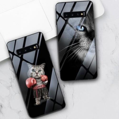 Cat Dolphin Case For Samsung Galaxy S10 S9 S8 S7 S10e S20 Ultra A51 A71 A50 A40 A20E A70 A30 Note 20 10 9 8 Plus Tempered Glass