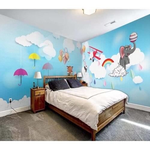 Decorative wallpaper Cloud umbrella aircraft cartoon background wall
