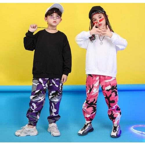 Kid Hip Hop Clothing Sweatshirt Top Pullover Camouflage Casual Jogger Pants Girls Boys Jazz Dance Costume Clothes Street Wear