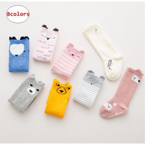 Baby Cotton Cartoon Socks Anti-Slip Toddler Boy Girl Cute Knee high socks 8colors 2size