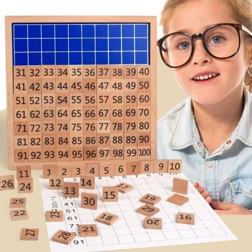 Baby Montessori Education Wooden Toys 1-100 Digit Cognitive Math Toy 99 Multiplication Table 10*10 Figure Blocks gifts