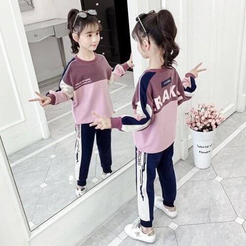Kids Girls Clothes Set Girls Clothes 2020 Autumn Spring Loose Long Sleeve Shirts + Pants Suits Teen Children Clothing Sets 4-13