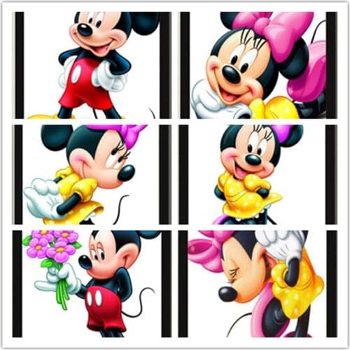 Disney Cartoon Mickey Mouse Drawings Embroidery Square Diamond Painting Dmc Cross Stitch Horse Chinese Mosaic Drawings Mountain