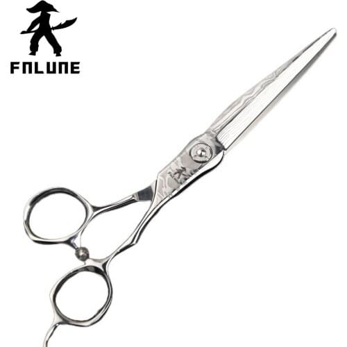 FnLune 6.0 Tungsten Steel Damascus Knife Pattern Professional Hair Salon Scissors Cut Barber Haircut Shear Hairdressing Scissors