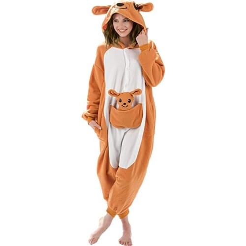Kangaroo Unisex Adult One-Piece Pajamas Cosplay Cartoon Adult Onesies Animal Sleepwear for Pyjamas Christmas Halloween Costume