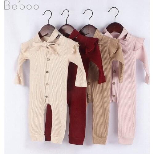 Baby Boys/Girls Jumpsuit Unisex Spring And Autumn Clothing Ins Cute Long Sleeve Romper Clothes With Hair Band For 0-18m Infant